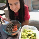 Eating awesome food that my dad cooked