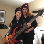 My teacher Lynn Keller sharing her signature bass with me