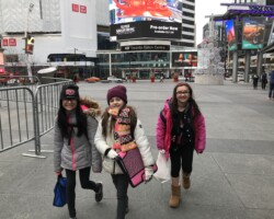 Me, Sami "Summer" and Ella ""Sophie" walking to school in Toronto