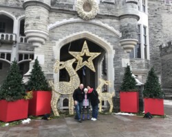 Me, my mom, and dad hanging out at Castle Loma in Toronto