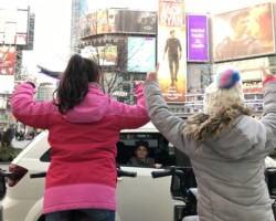 Me and Ella "Sophie" chasing Sammy "Billy" on our parked bikes as he leaves town after our last show.
