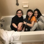 Trying to hide from my dad (me, Ella, and Bella)...he found us!