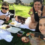 Nice weather means a picnic with friends outside in between shows