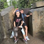 Sammy "Billy" and I riding the trash goat at the park